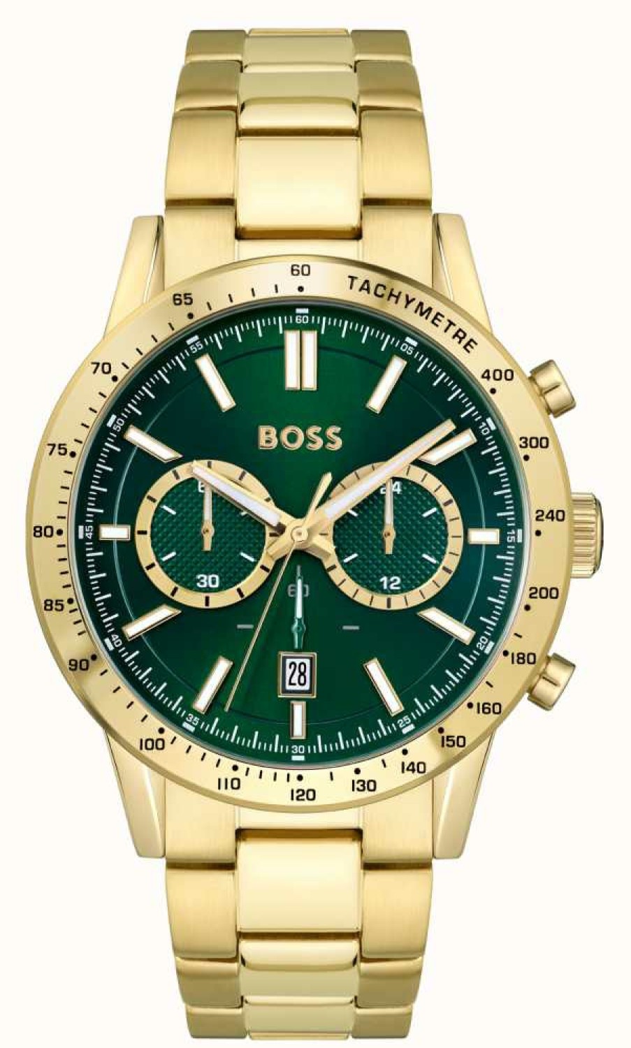 Men'S BOSS | Boss Men'S Allure | Green Dial | Gold Stainless Steel Bracelet