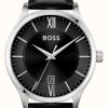 Men'S BOSS | Boss Men'S Elite | Black Dial | Black Leather Strap