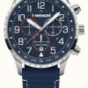 Men'S Wenger | Wenger Attitude Chrono Blue Dial Blue Silicone Strap