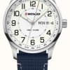 Men'S Wenger | Wenger Attitude White Dial Blue Silicone Strap