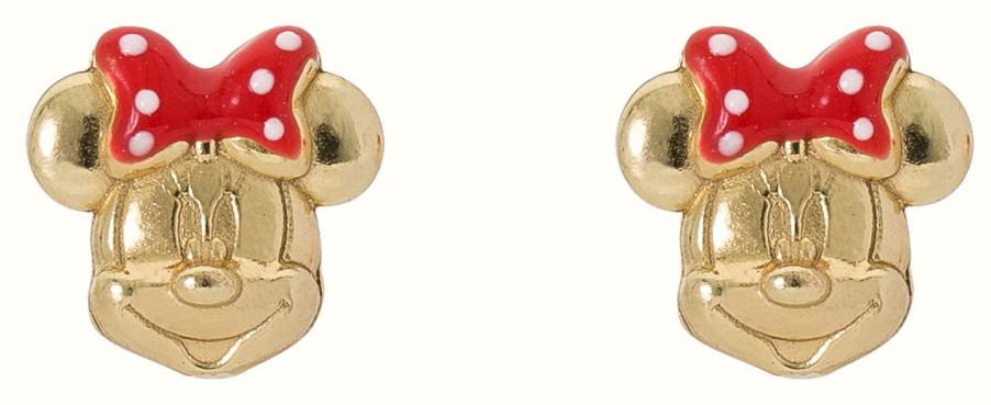 Jewelry Disney Jewellery | Disney Gold Toned Red Bow Minnie Mouse Stud Earrings