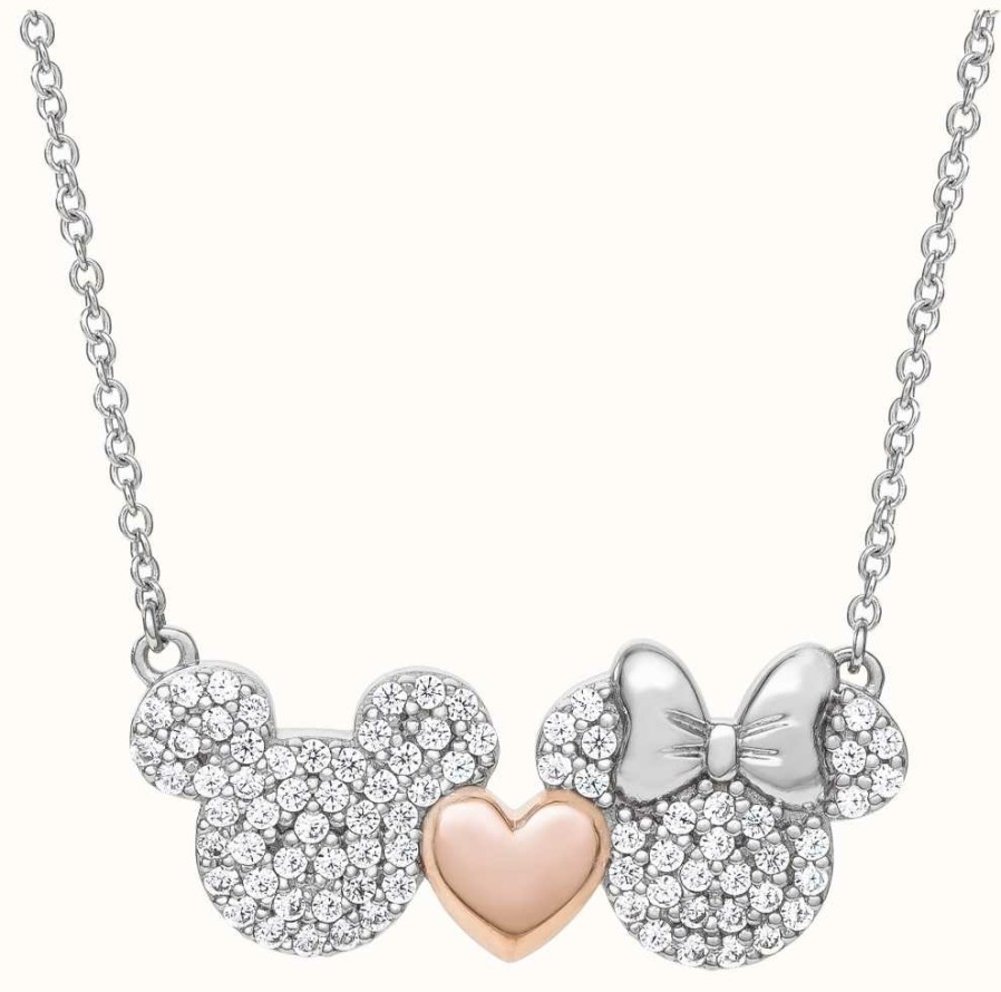 Jewelry Disney Jewellery | Disney Mickey And Minnie Mouse Heart Crystal Set Pendant