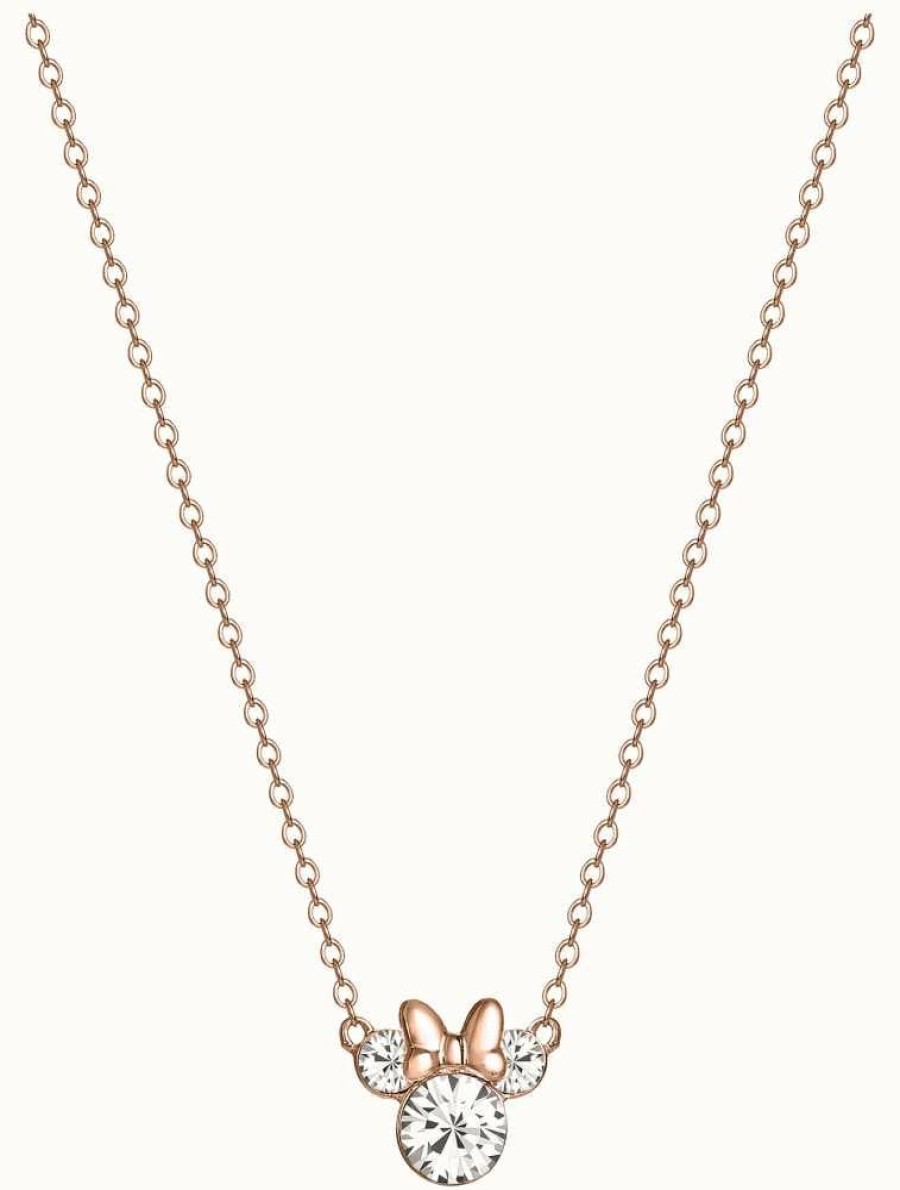 Jewelry Disney Jewellery | Disney Minnie Mouse Crystal Set Rose Gold Toned Necklace