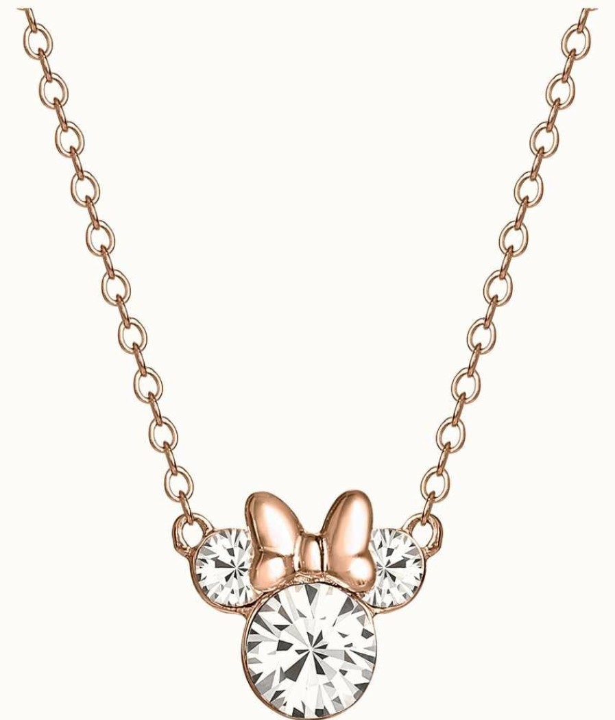 Jewelry Disney Jewellery | Disney Minnie Mouse Crystal Set Rose Gold Toned Necklace