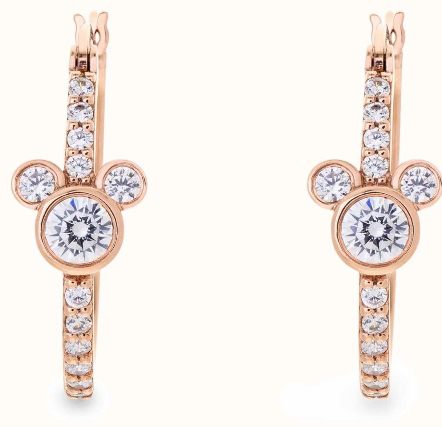 Jewelry Disney Jewellery | Disney Rose Gold Toned Crystal Set Hoop Earrings