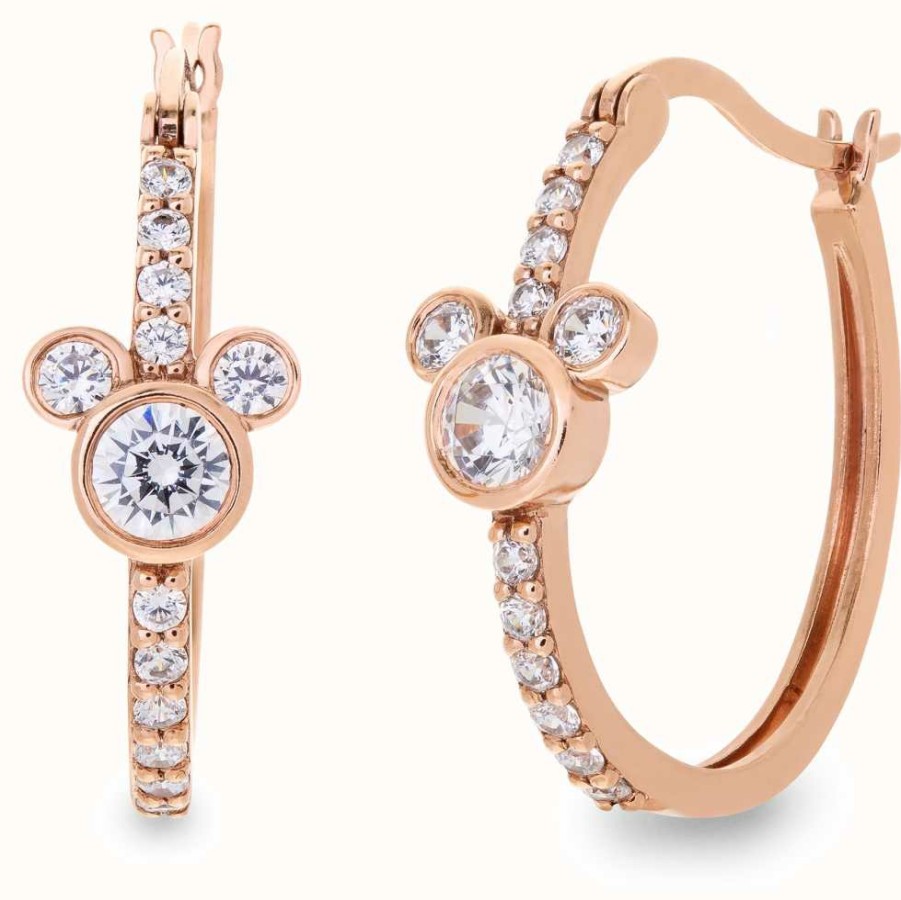 Jewelry Disney Jewellery | Disney Rose Gold Toned Crystal Set Hoop Earrings