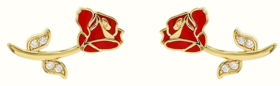 Jewelry Disney Jewellery | Disney Red Crystal Set Rose Stud Earrings