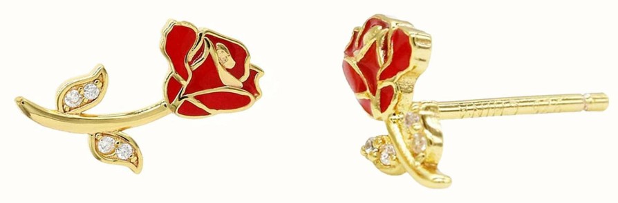 Jewelry Disney Jewellery | Disney Red Crystal Set Rose Stud Earrings