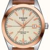 Men'S Tissot | Tissot Gentleman Powermatic 80 Silicium Solid 18K Gold Bezel