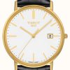 Men'S Tissot | Tissot Goldrun Sapphire 18K Gold Leather Strap