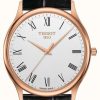 Men'S Tissot | Tissot Men'S Excellence 18Ct Gold White Dial Watch