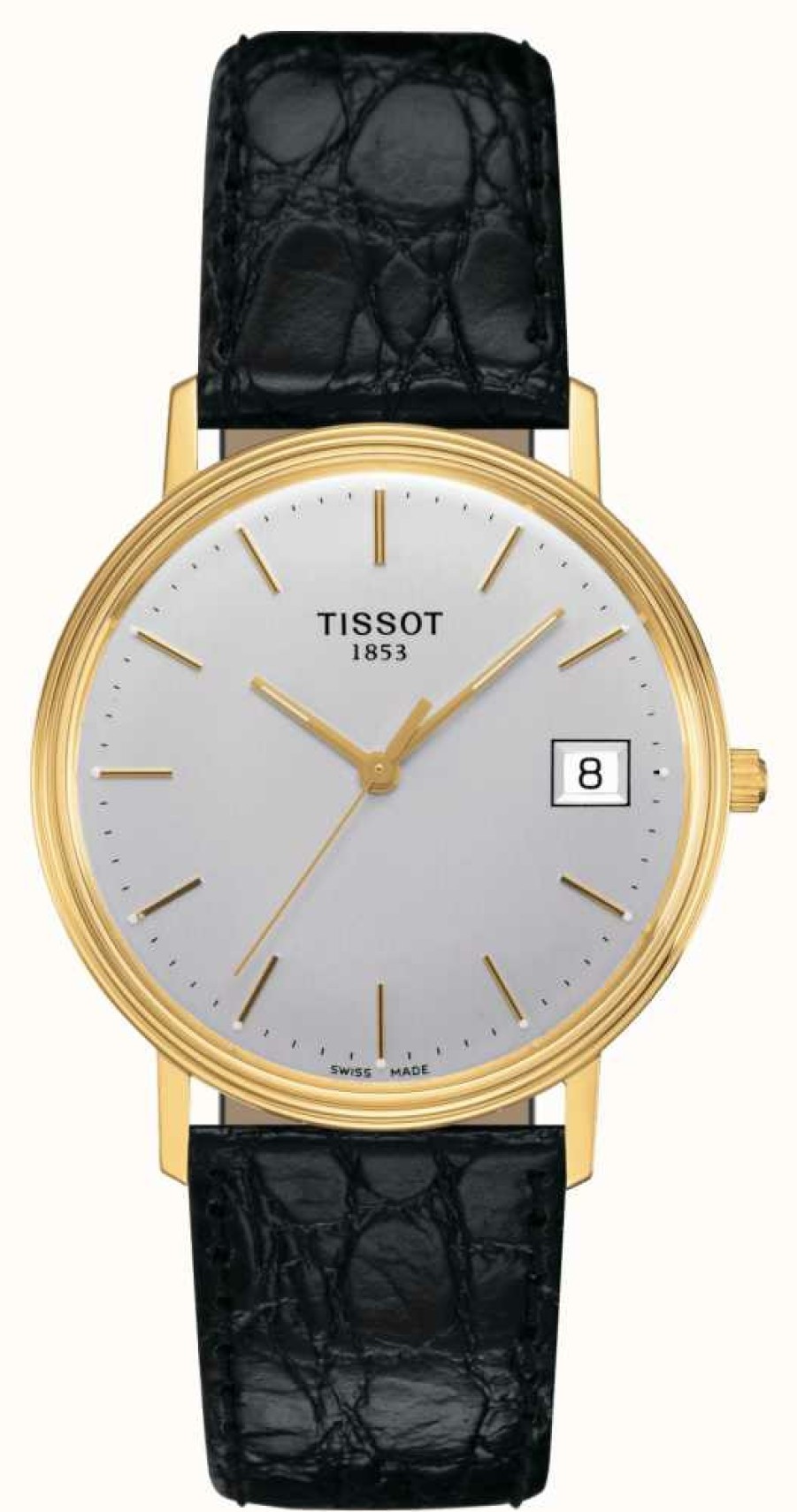 Men'S Tissot | Tissot Goldrun Hesalite 18K Gold Silver Toned Dial