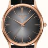 Men'S Tissot | Tissot Excellence 18Ct Gold Black Sunray Dial Watch