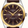 Men'S Tissot | Tissot Gentleman Powermatic 80 Silicium Solid 18K Gold Bezel