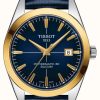 Men'S Tissot | Tissot Gentleman Powermatic 80 Silicium Solid 18Ct Gold Bezel