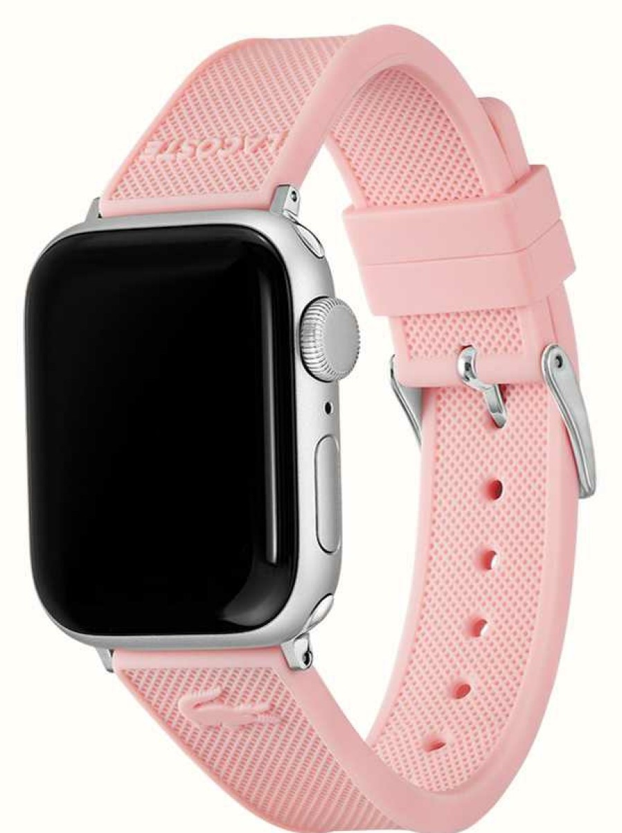 Men'S Lacoste | Lacoste Apple Watch Strap (38/40/41Mm) Pink Silicone