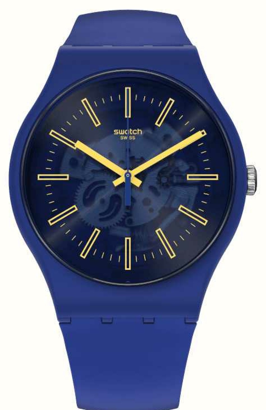 Men'S Swatch | Swatch Sunbrush Sky Yellow Dial Details