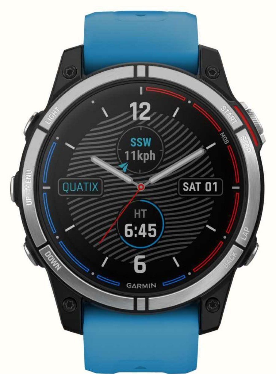 Men'S Garmin | Garmin Quatix 7 Marine Gps Smartwatch Blue Silicone Strap