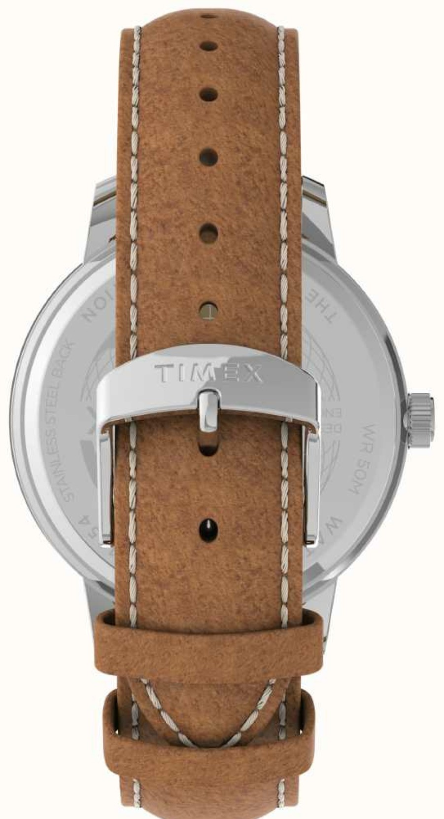 Men'S Timex | Timex Chicago White Dial Brown Leather Strap