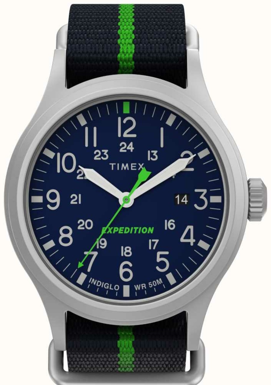 Men'S Timex | Timex Expedition Sierra Blue Dial Nato Strap