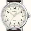 Women'S Timex | Timex Standard Cream Dial Brown Leather Strap