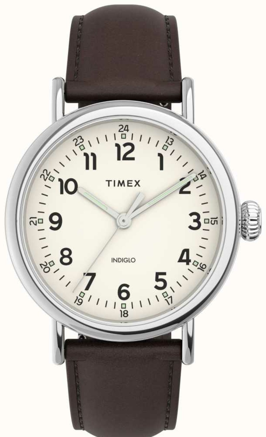 Women'S Timex | Timex Standard Cream Dial Brown Leather Strap