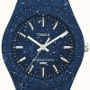 Women'S Timex | Timex Waterbury Ocean Spotted Blue Plastic Watch