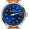 Men'S MeisterSinger | Meistersinger Singularis Blue Dial Vintage Saddle Leather