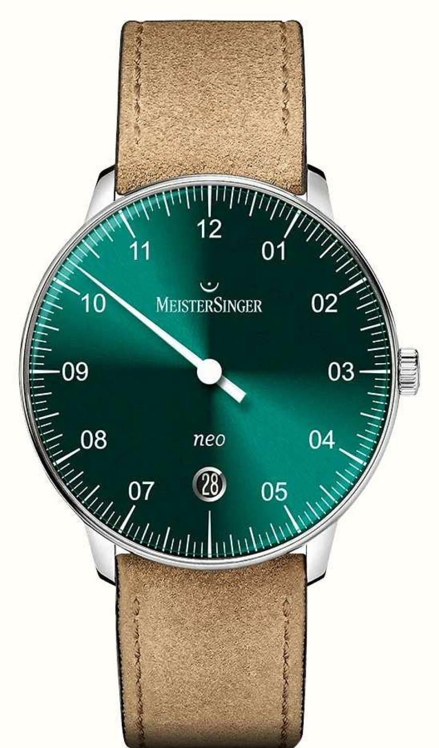 Men'S MeisterSinger | Meistersinger Neo Sunburst Green Degrade Brown Leather Strap