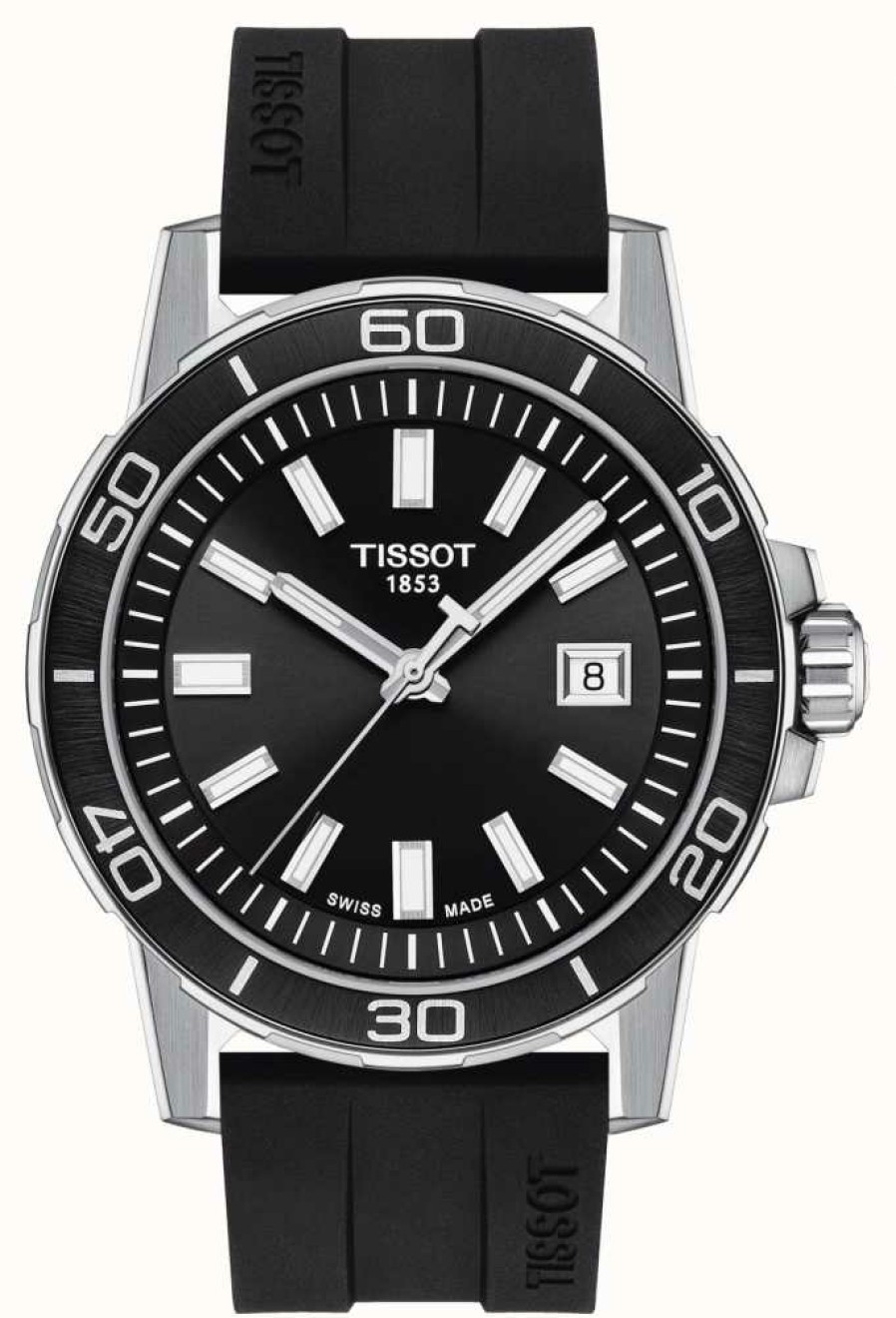 Men'S Tissot | Tissot Supersport Black Dial Black Silicone Strap