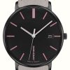 Women'S Junghans | Junghans Form Damen | Black Dial | Grey Leather Strap