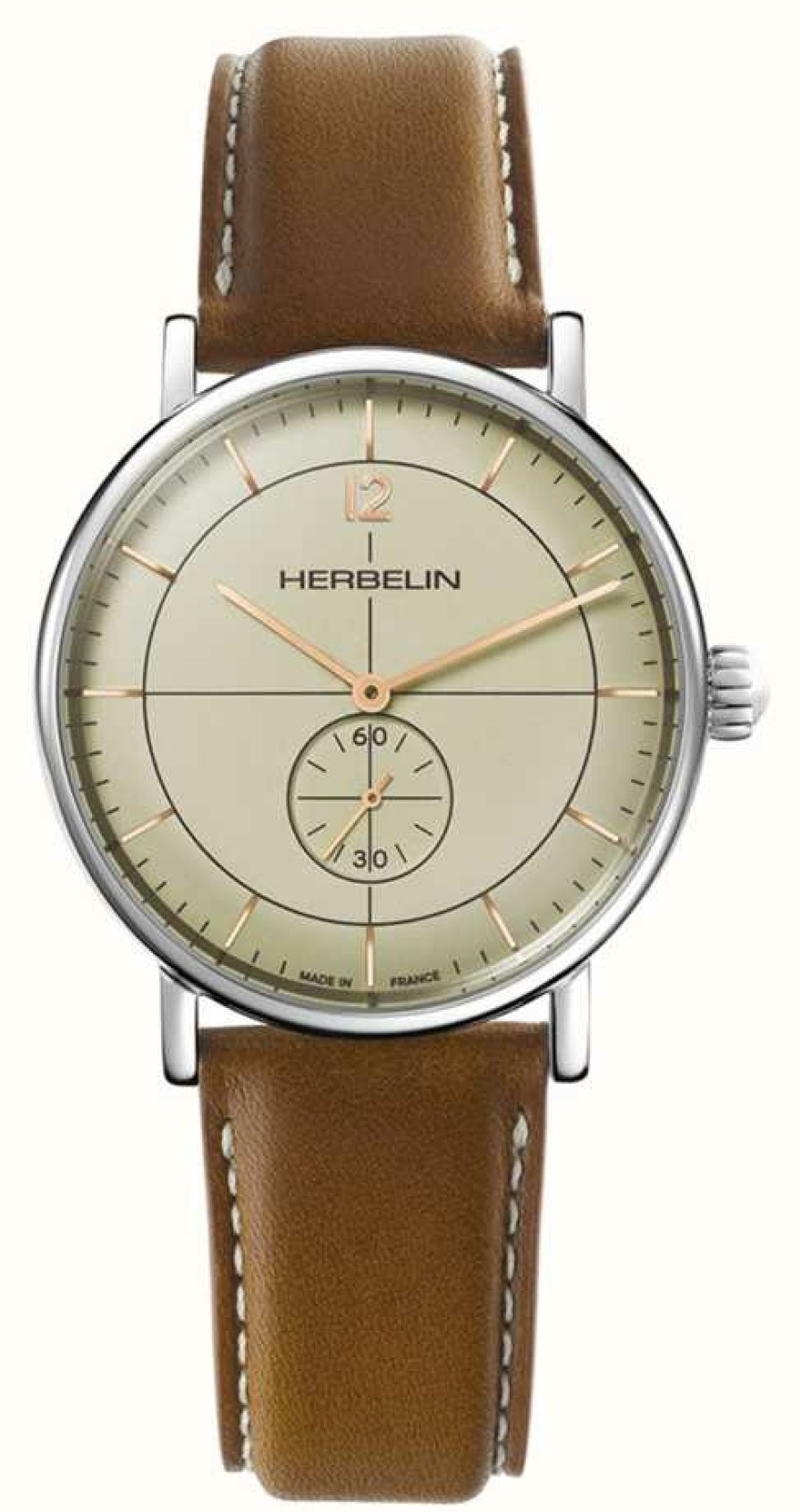 Men'S Herbelin | Herbelin Men'S Inspiration | Champagne Dial | Brown Leather Strap