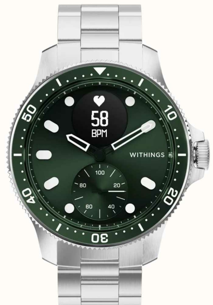 Men'S Withings | Withings Scanwatch Horizon - Hybrid Smartwatch With Ecg (43Mm) Green Hybrid Dial / Stainless Steel