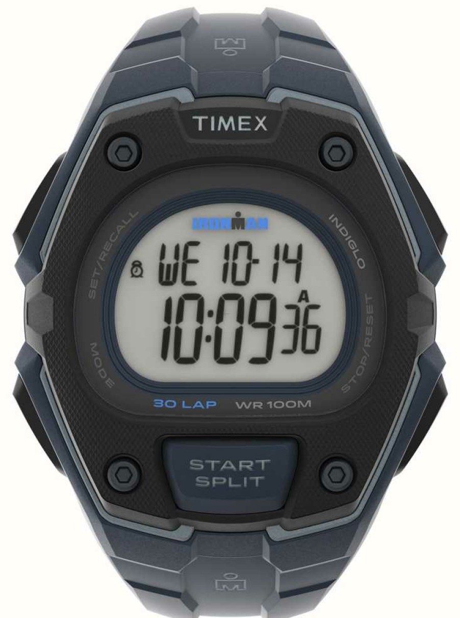 Men'S Timex | Timex Men'S Digital Watch Black Plastic Strap