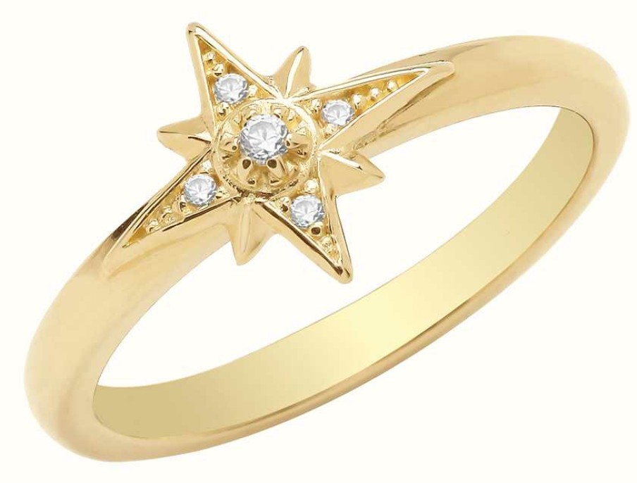 Jewelry James Moore | James Moore Th 9Ct Yellow Gold Cubic Zirconia Star Ring Size M