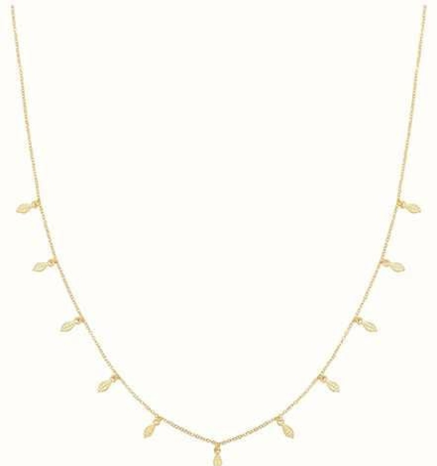 Jewelry James Moore | James Moore Th Silver Gold Plated Multi Leaves Necklace