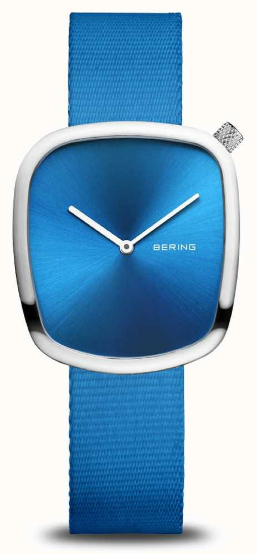 Women'S Bering | Bering Pebble | Polished Silver | Recycled Blue Strap