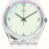 Men'S Swatch | Swatch Swan Lake Pale Green Dial Watch