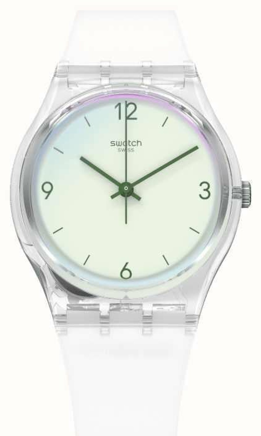 Men'S Swatch | Swatch Swan Lake Pale Green Dial Watch