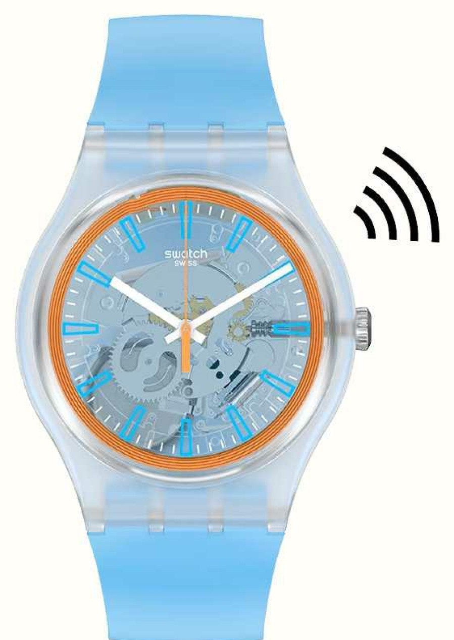 Men'S Swatch | Swatch Sea Pay! Semi Transparent Case