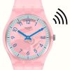 Men'S Swatch | Swatch Pink Pay! Unisex Pink Semi-Transparent Strap