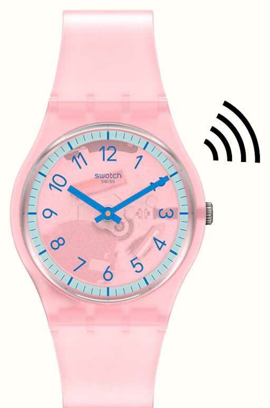 Men'S Swatch | Swatch Pink Pay! Unisex Pink Semi-Transparent Strap