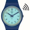 Men'S Swatch | Swatch Cielpay! Unisex Blue Silicone Strap