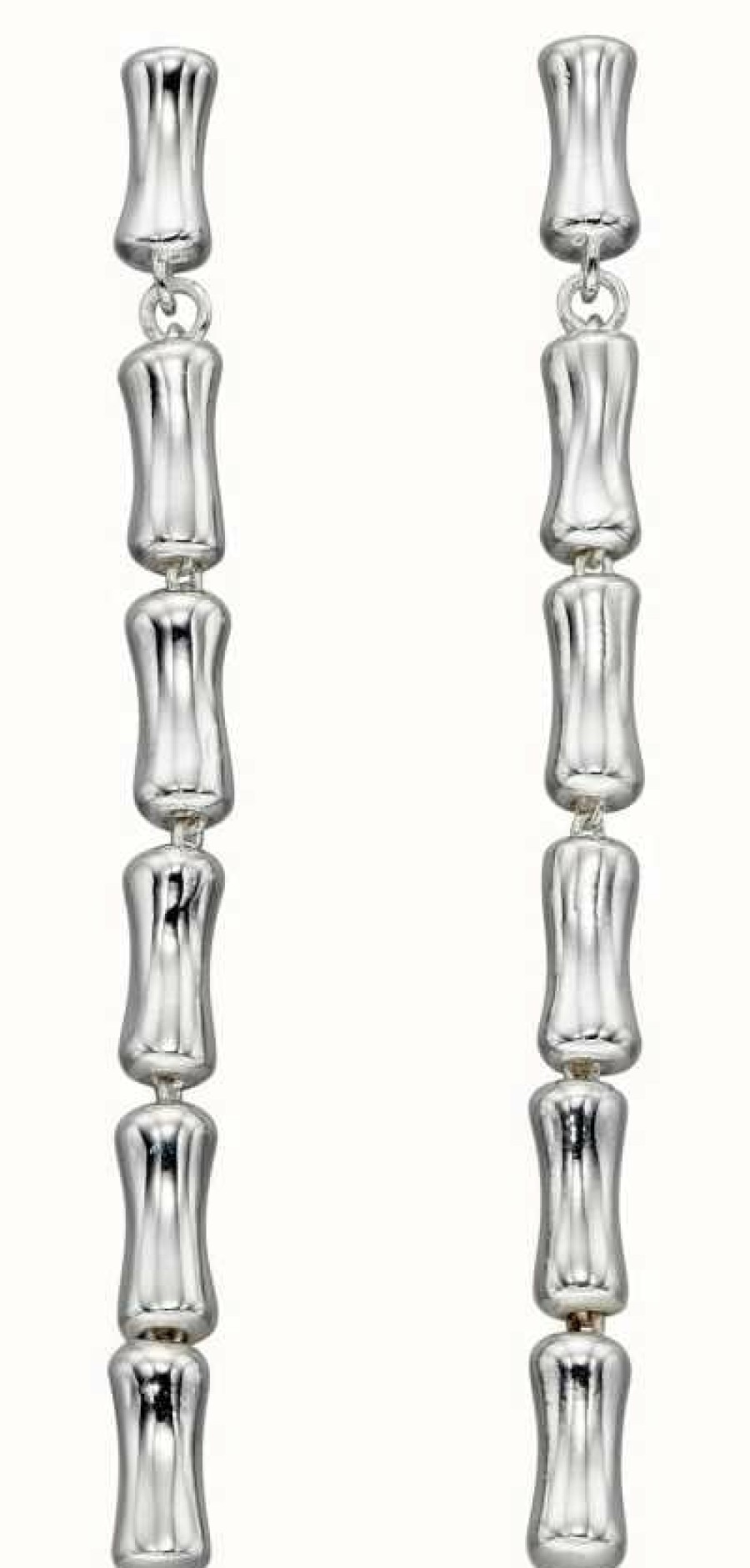 Jewelry Elements Silver | Elements Silver Bamboo Long Drop Earrings