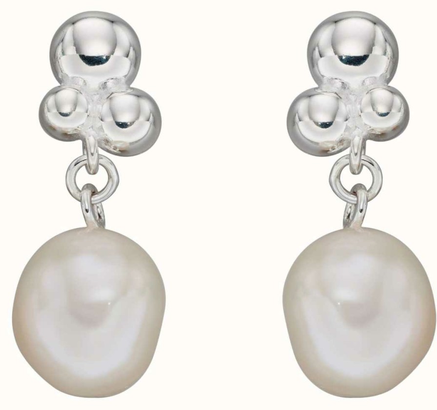 Jewelry Elements Silver | Elements Silver White Freshwater Baroque Pearl Bubble Earrings