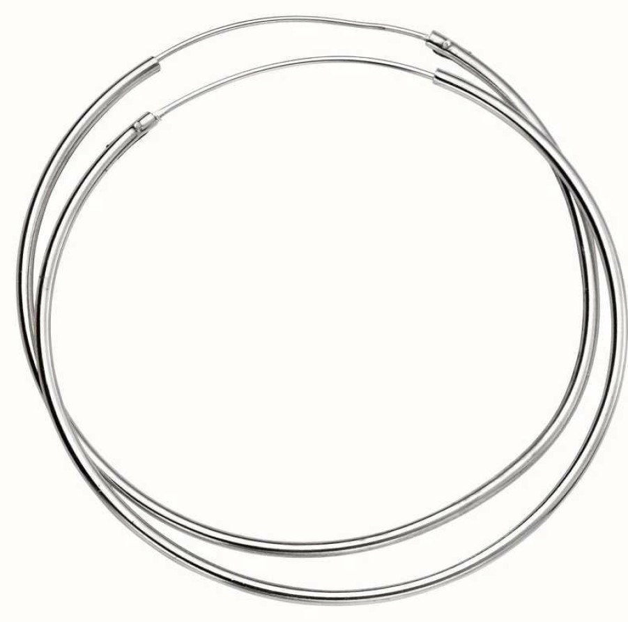 Jewelry Elements Silver | Elements Silver 50Mm X 1.5Mm Silver Hoop Earrings