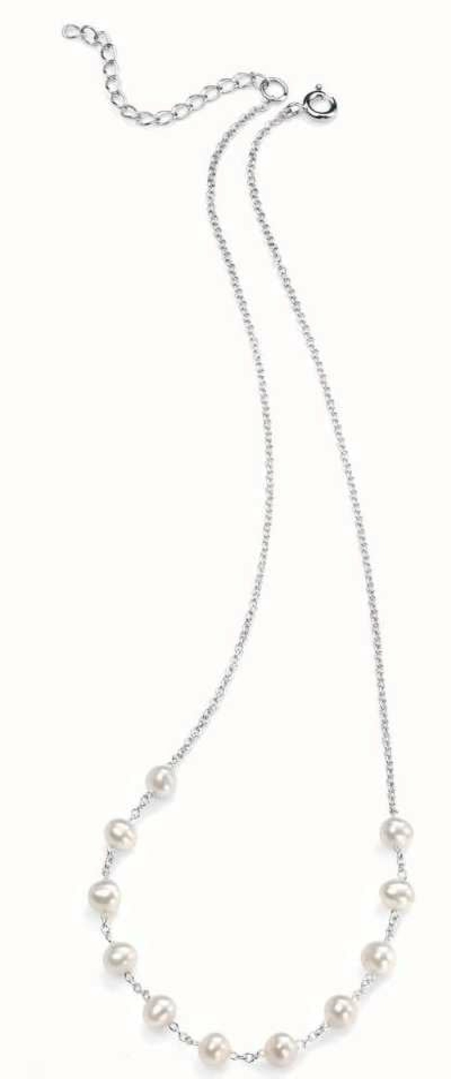 Jewelry Elements Silver | Elements Silver White Freshwater Pearl Necklace 40-45Cm