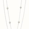 Jewelry Elements Silver | Elements Silver White Freshwater Pearl Station Necklace 80Cm