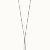 Jewelry Elements Silver | Elements Silver White Freshwater Pearl And Cubic Zirconia Lariat Necklace 80Cm