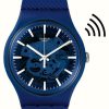 Men'S Swatch | Swatch Ocean Pay! Blue Silicone Strap